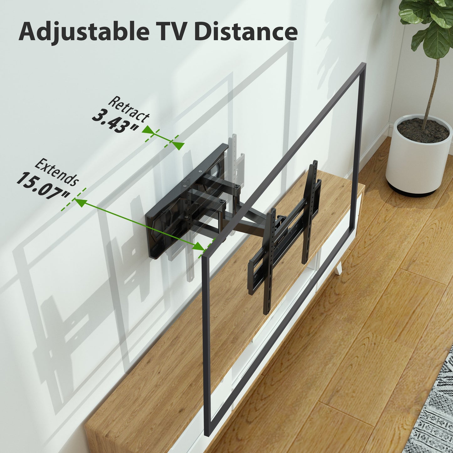 Full Motion TV Wall Mount for 26-65" Tvs, Hold up to 110Lbs with Max VESA 400X400Mm & 16" Wood Stud