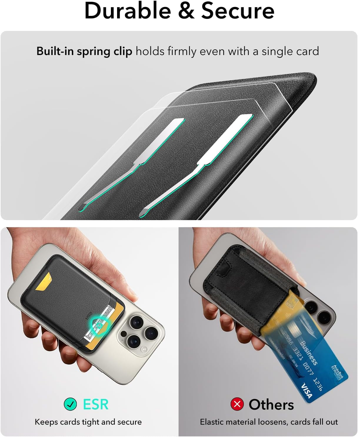 for Magsafe Wallet, 5-Card Holder, Magnetic Wallet for Iphone, RFID Blocking, with 3,200 G Magnetic Strength, Vegan Leather, Slim for Iphone 17/16/15/14/13/12 Series, Not for 13/12 Mini, Black