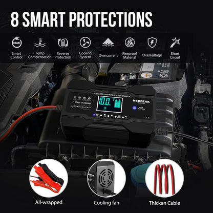 Cargador De Bateria Inteligente 12V 24V Para Carro Auto Automovil Botes Portatil