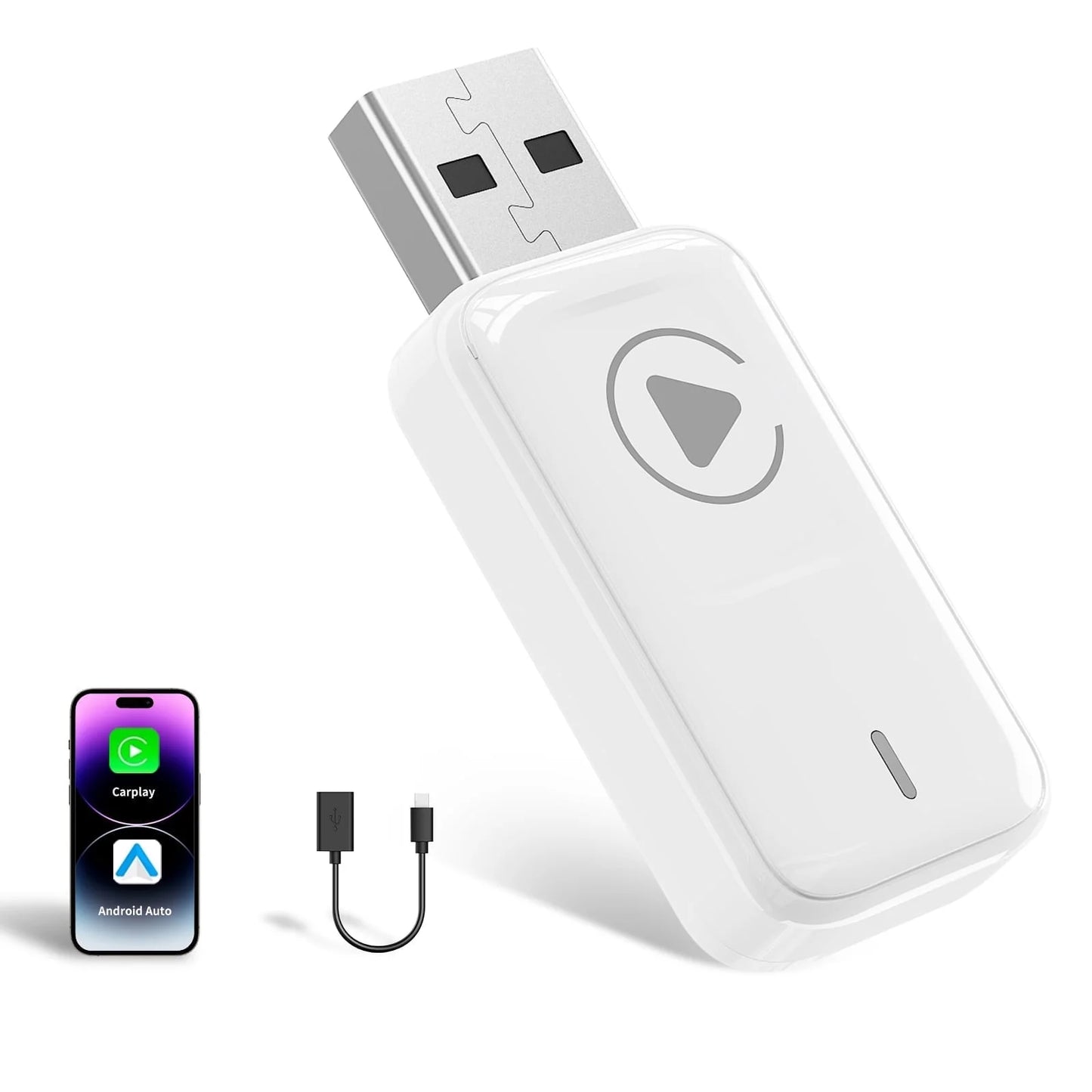 Wireless Carplay Adapter, 2-In-1 Plug & Play , Android Auto, Converts Wired to Wireless, Auto Connect, No Latency for Apple Iphone Ios 10+ and Cars from 2015+