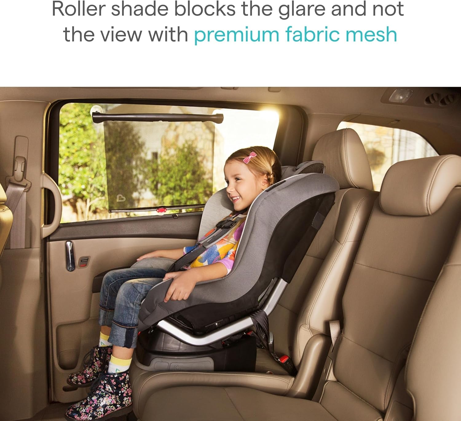 Brica Sun Safety Car Window Shade with Heat Alert, Helps Block UVA/UVB Rays, 2 Pack, Black