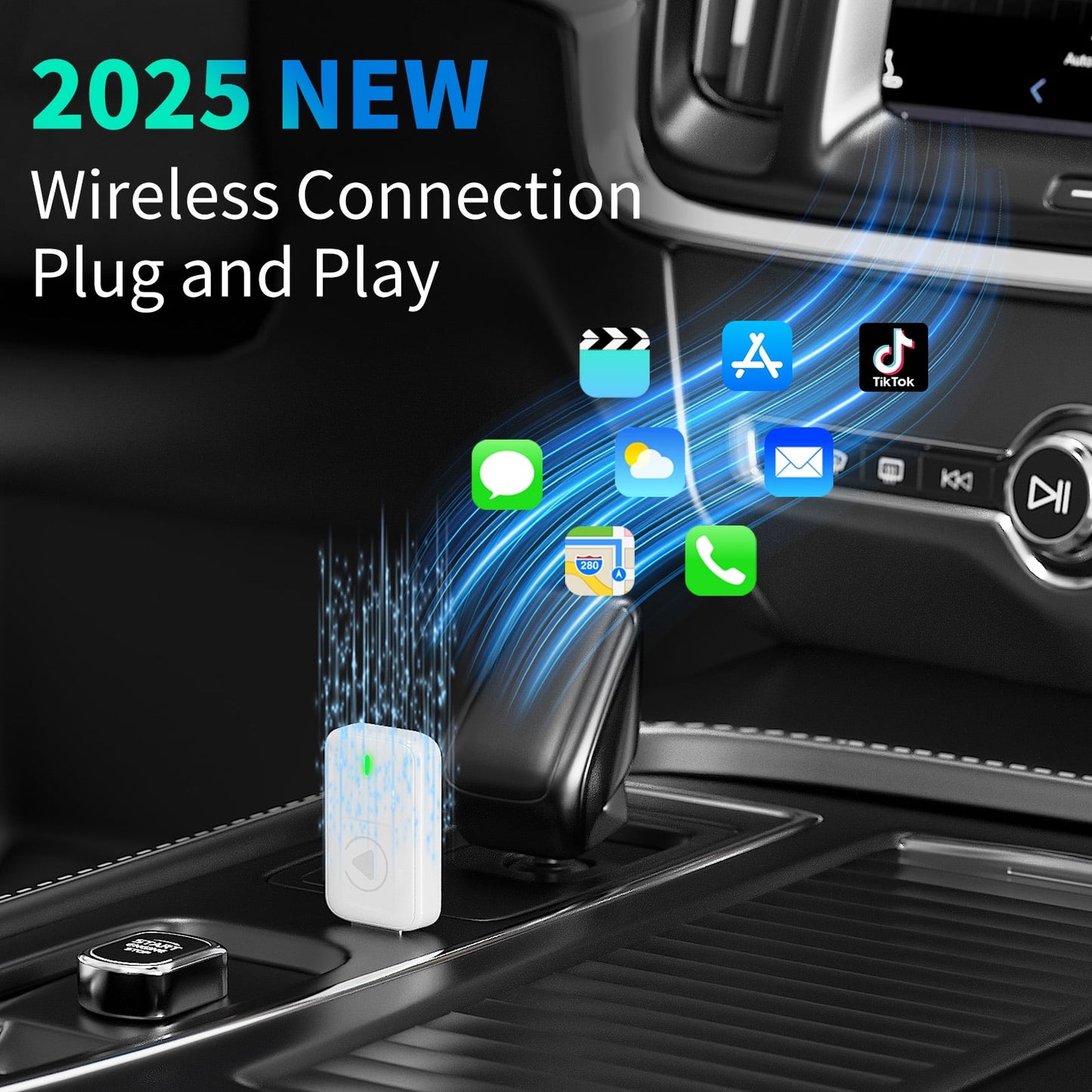 Wireless Carplay Adapter, 2-In-1 Plug & Play , Android Auto, Converts Wired to Wireless, Auto Connect, No Latency for Apple Iphone Ios 10+ and Cars from 2015+