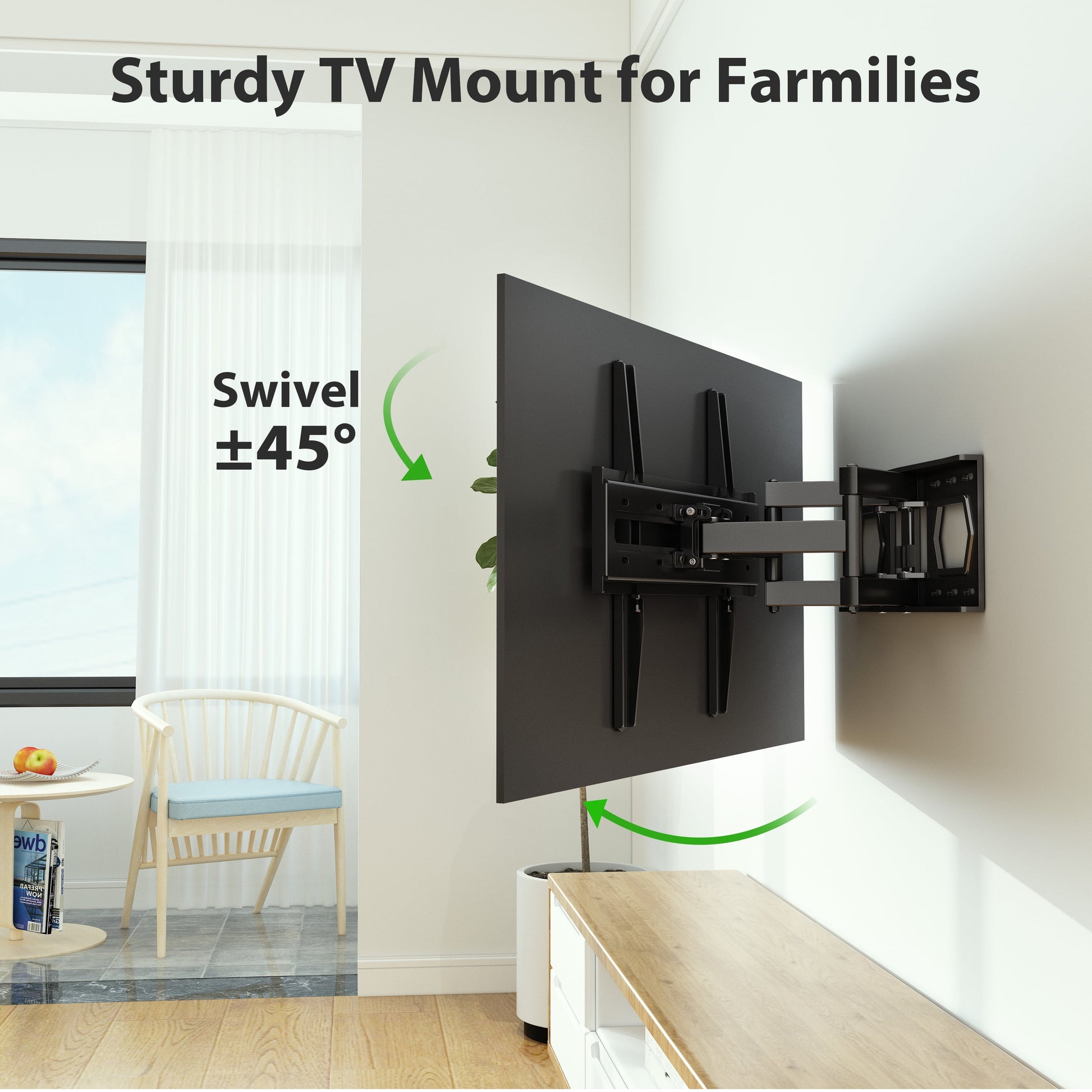 Full Motion TV Wall Mount for 26-65" Tvs, Hold up to 110Lbs with Max VESA 400X400Mm & 16" Wood Stud