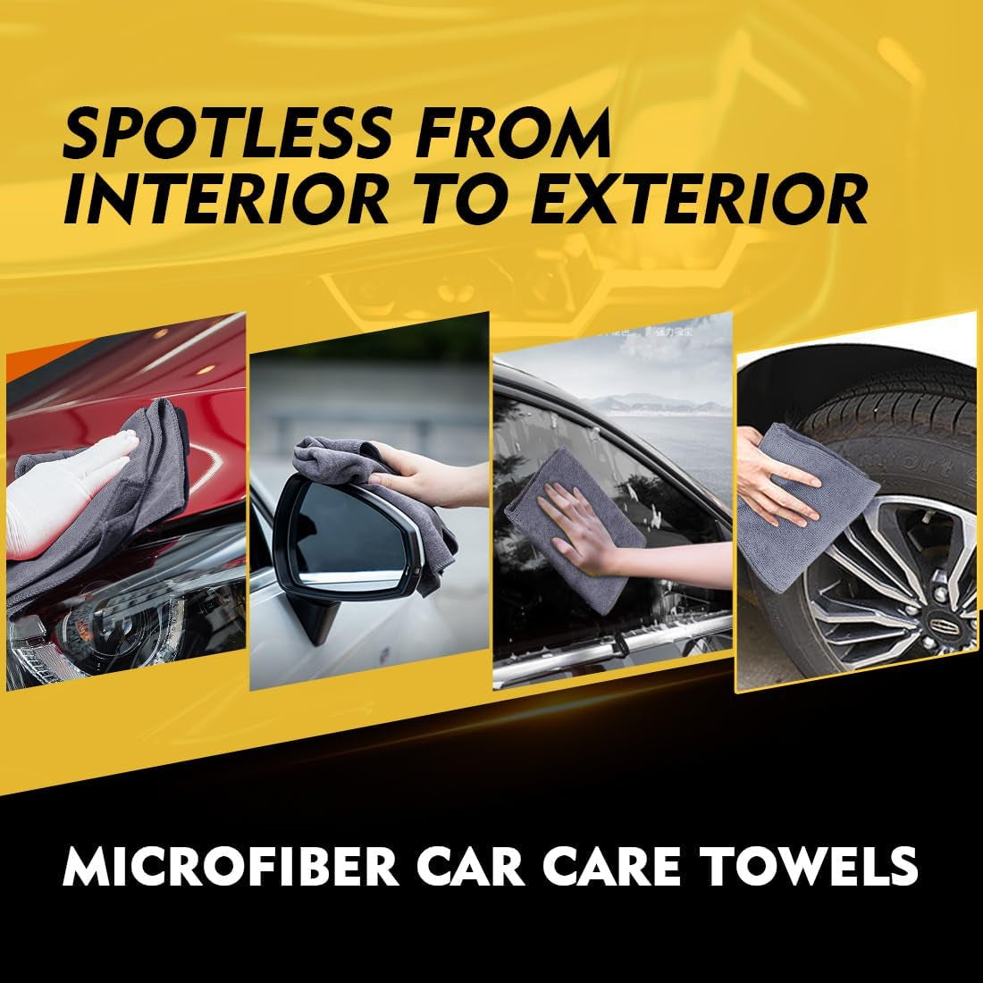 Microfiber Ultra Absorbent Cleaning Cloth, Lint Free, Streak Free Cleaning Rag Towels for Washing Cars, Kitchen and Window, 12.5 X 12.5 Inches, Grey, 12 Pack