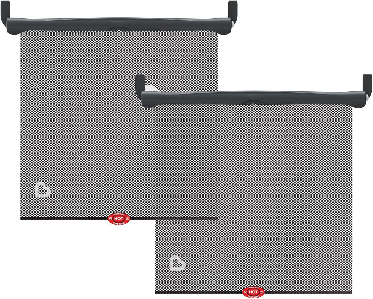 Brica Sun Safety Car Window Shade with Heat Alert, Helps Block UVA/UVB Rays, 2 Pack, Black