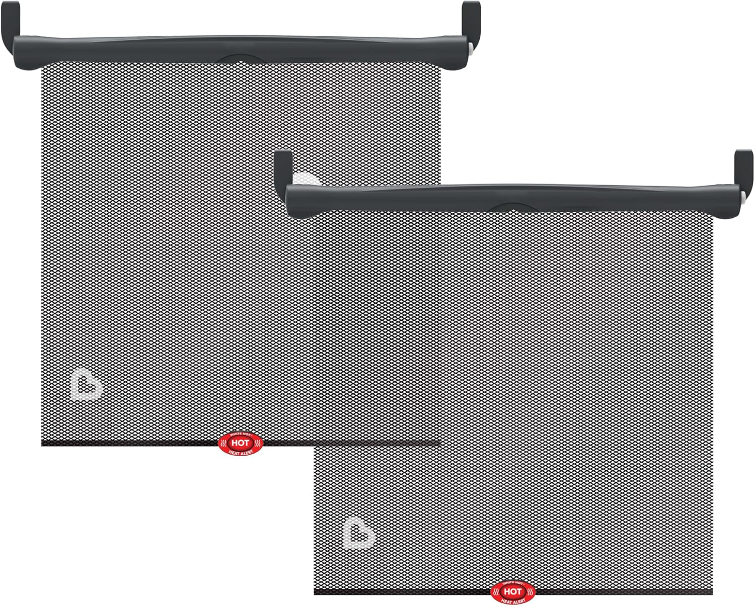 Brica Sun Safety Car Window Shade with Heat Alert, Helps Block UVA/UVB Rays, 2 Pack, Black