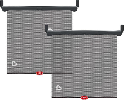Brica Sun Safety Car Window Shade with Heat Alert, Helps Block UVA/UVB Rays, 2 Pack, Black