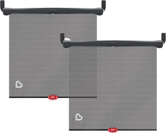 Brica Sun Safety Car Window Shade with Heat Alert, Helps Block UVA/UVB Rays, 2 Pack, Black