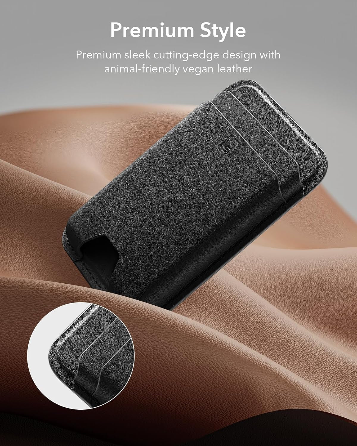 for Magsafe Wallet, 5-Card Holder, Magnetic Wallet for Iphone, RFID Blocking, with 3,200 G Magnetic Strength, Vegan Leather, Slim for Iphone 17/16/15/14/13/12 Series, Not for 13/12 Mini, Black