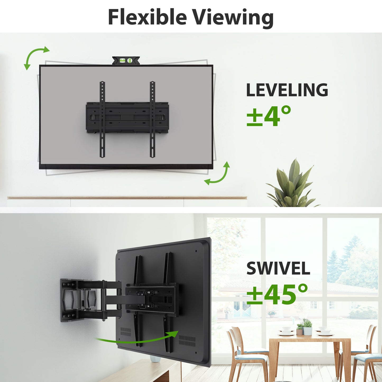 Full Motion TV Wall Mount for 26-65" Tvs, Hold up to 110Lbs with Max VESA 400X400Mm & 16" Wood Stud