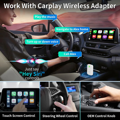 Wireless Carplay Adapter, 2-In-1 Plug & Play , Android Auto, Converts Wired to Wireless, Auto Connect, No Latency for Apple Iphone Ios 10+ and Cars from 2015+