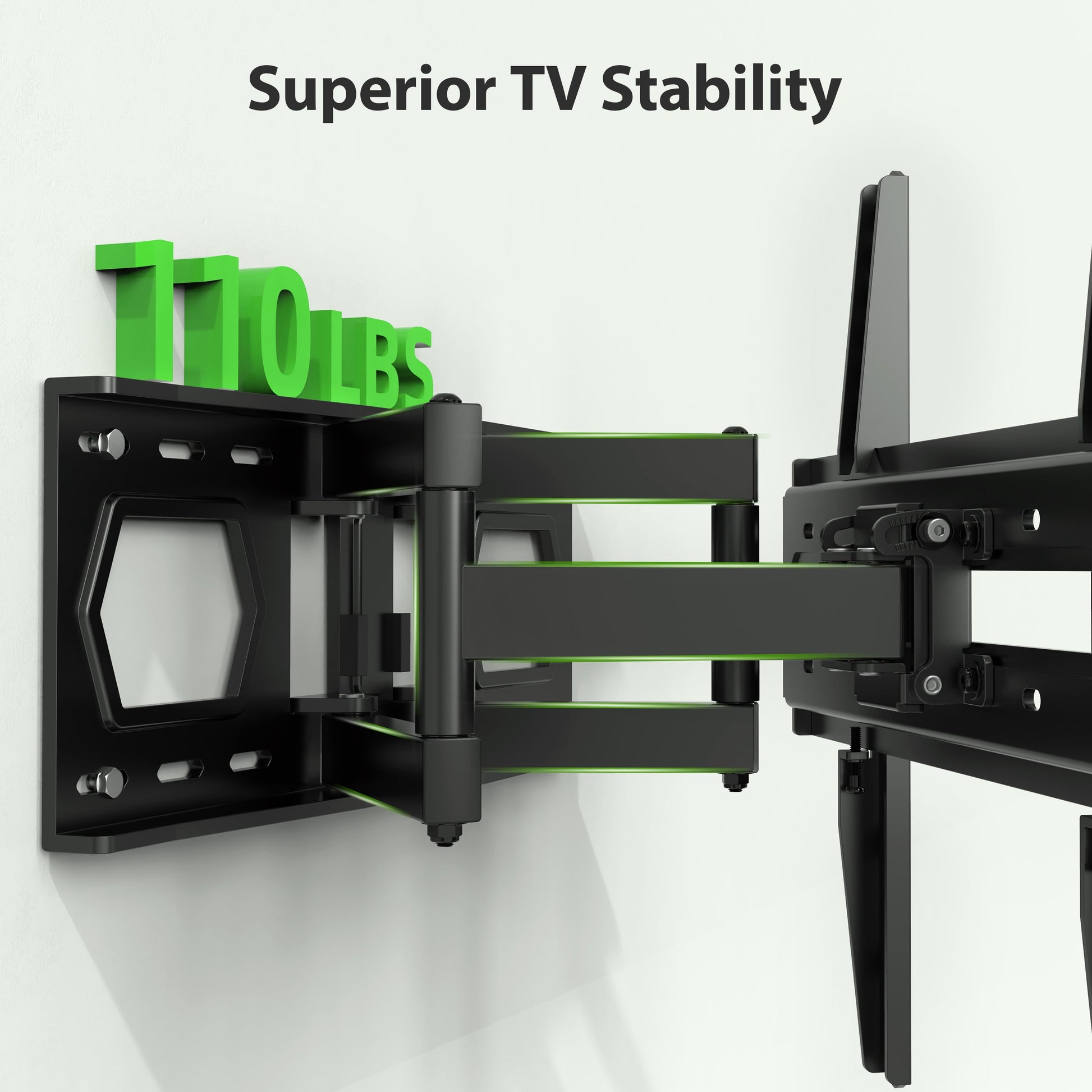 Full Motion TV Wall Mount for 26-65" Tvs, Hold up to 110Lbs with Max VESA 400X400Mm & 16" Wood Stud