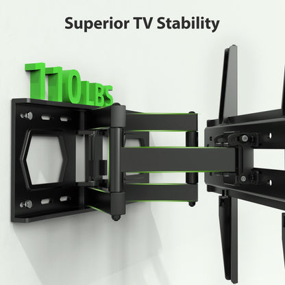 Full Motion TV Wall Mount for 26-65" Tvs, Hold up to 110Lbs with Max VESA 400X400Mm & 16" Wood Stud
