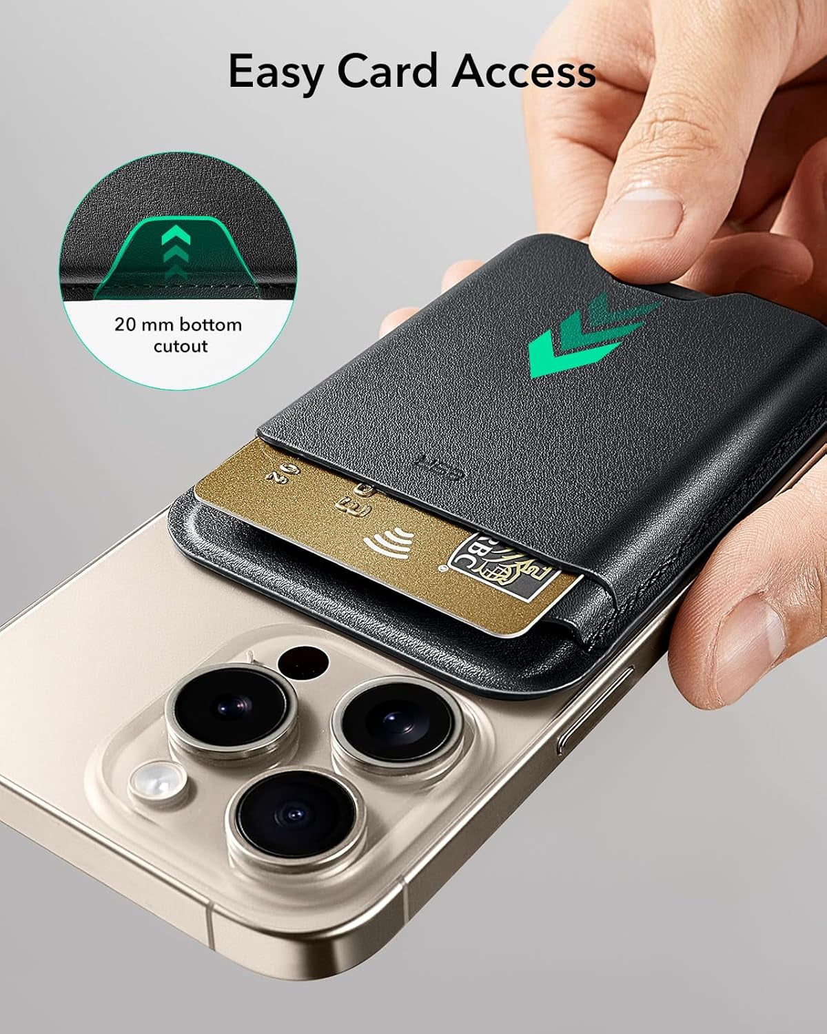 for Magsafe Wallet, 5-Card Holder, Magnetic Wallet for Iphone, RFID Blocking, with 3,200 G Magnetic Strength, Vegan Leather, Slim for Iphone 17/16/15/14/13/12 Series, Not for 13/12 Mini, Black