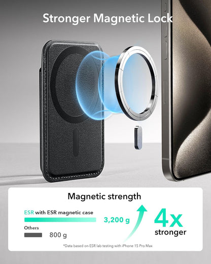 for Magsafe Wallet, 5-Card Holder, Magnetic Wallet for Iphone, RFID Blocking, with 3,200 G Magnetic Strength, Vegan Leather, Slim for Iphone 17/16/15/14/13/12 Series, Not for 13/12 Mini, Black