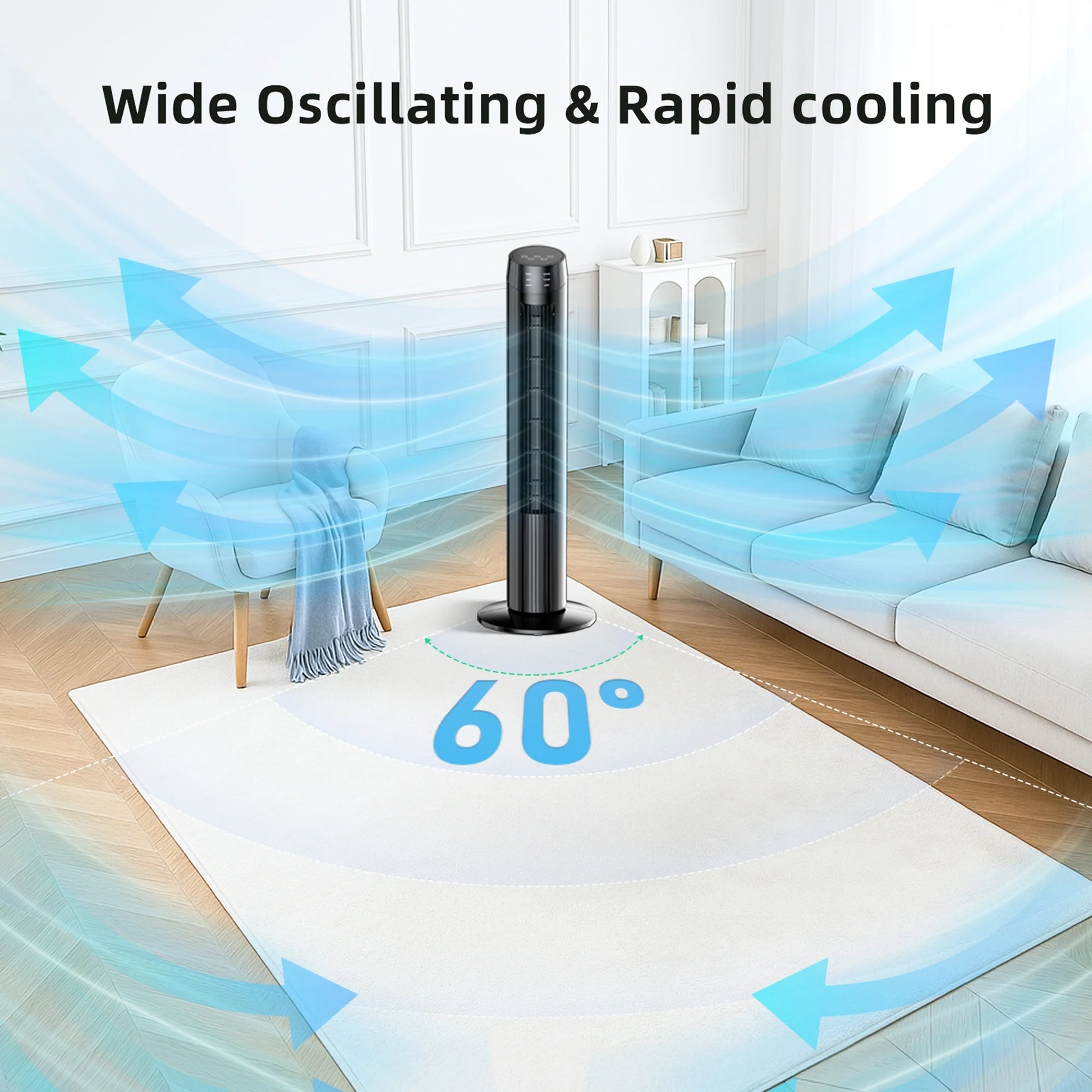 Tower Fan, 36" Oscillating Standing Floor Cooling Fans, 3 Speeds & Modes,9H Timer for Home Bedroom