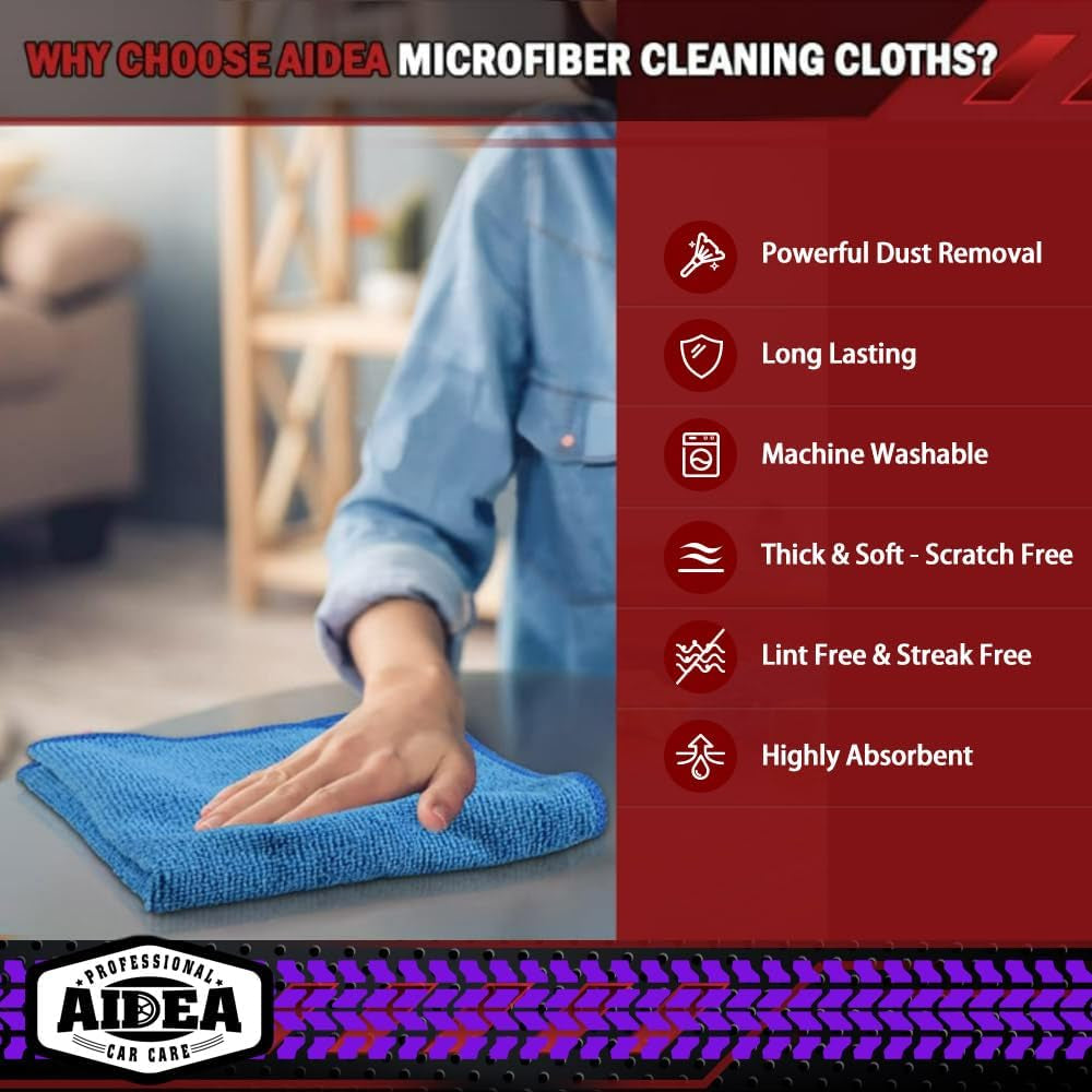 Microfiber Cleaning Cloth, 50PK, Microfiber Towels for Cars, Premium Wash Cloths, Dusting Cloth Cleaning Rags, Absorbent Towels for Suvs, House, Kitchen, Window, Cleaning Supplies12×12"