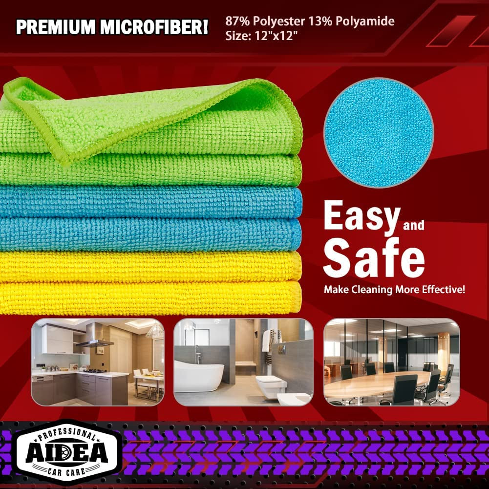 Microfiber Cleaning Cloth, 50PK, Microfiber Towels for Cars, Premium Wash Cloths, Dusting Cloth Cleaning Rags, Absorbent Towels for Suvs, House, Kitchen, Window, Cleaning Supplies12×12"
