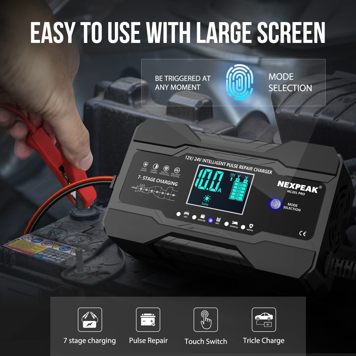 Cargador De Bateria Inteligente 12V 24V Para Carro Auto Automovil Botes Portatil