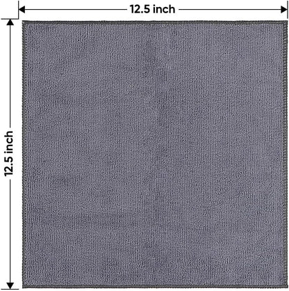 Microfiber Ultra Absorbent Cleaning Cloth, Lint Free, Streak Free Cleaning Rag Towels for Washing Cars, Kitchen and Window, 12.5 X 12.5 Inches, Grey, 12 Pack