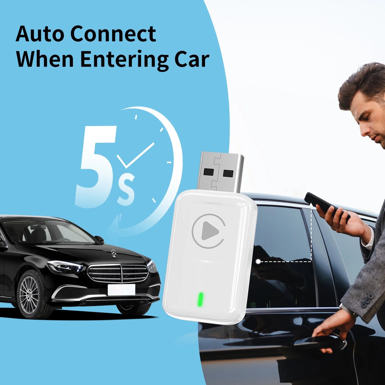 Wireless Carplay Adapter, 2-In-1 Plug & Play , Android Auto, Converts Wired to Wireless, Auto Connect, No Latency for Apple Iphone Ios 10+ and Cars from 2015+
